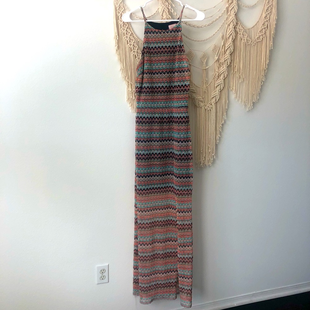 Love...ady Crochet Woven Maxi Dress